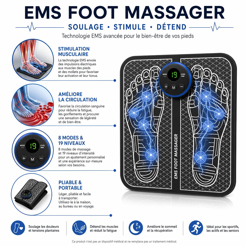 EMS Foot Massager Soulagez La Fatigue Des Pieds En 15 Minutes